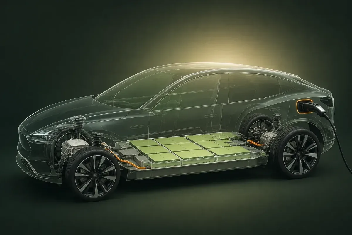 Outlined electric vehicle showing the battery pack inside